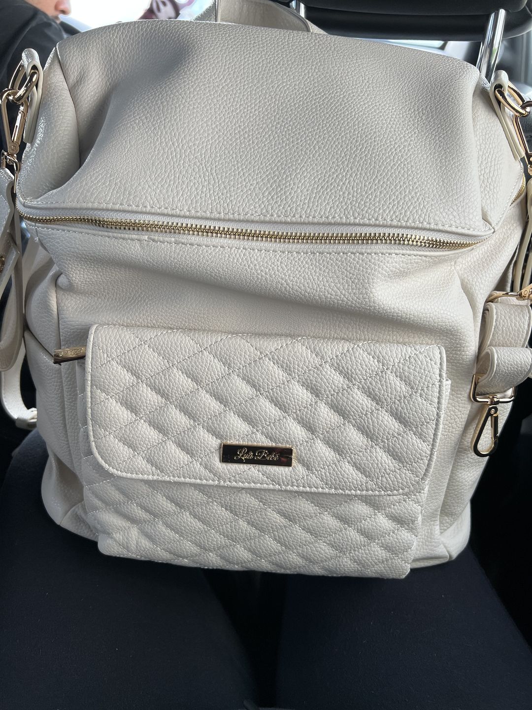 Customer photo review of Monaco Diaper Bag | Pearl White