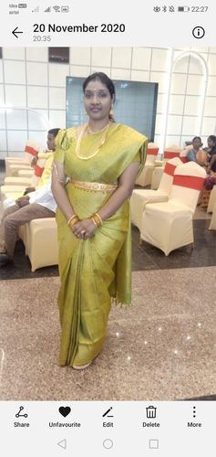 Customer photo review of Olive Green Woven Kanjivaram Silk Saree