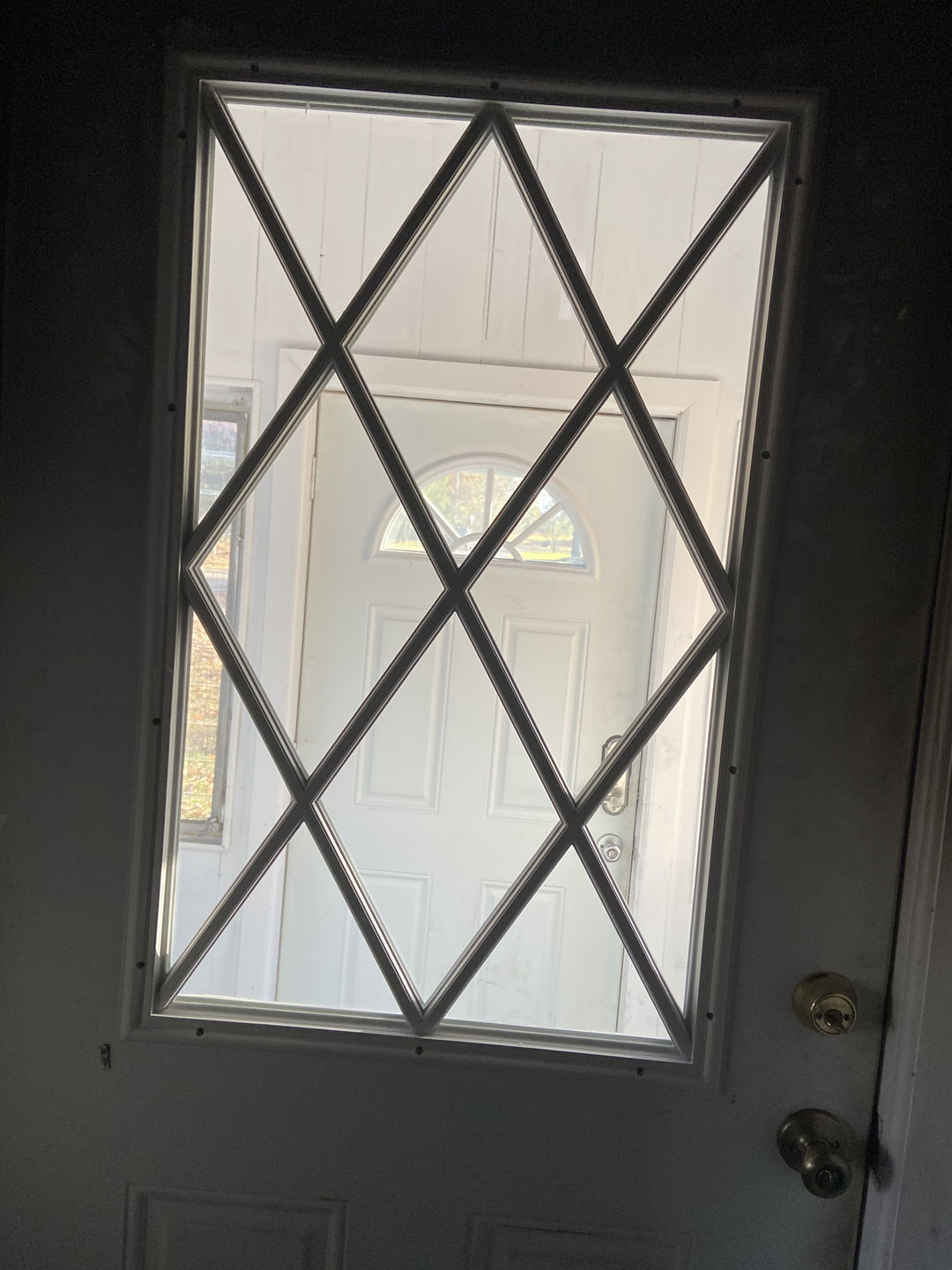Customer photo review of Clear Diamond Grid Glass and Frame Kit (Half Lite 22" x 36" Glass Size)