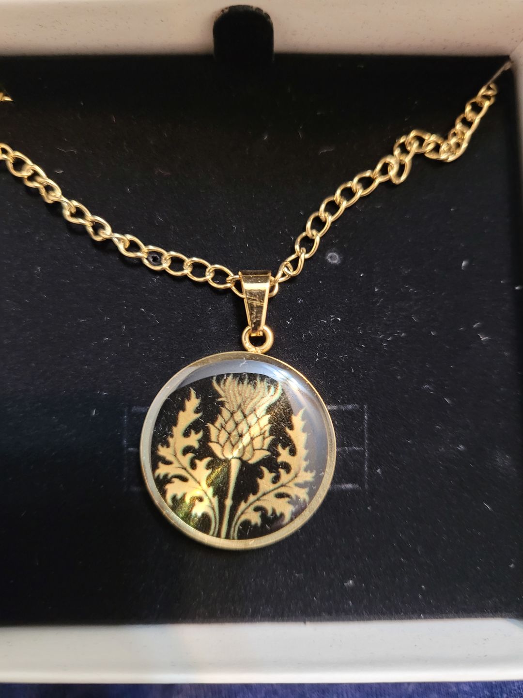 Customer photo review of Personalized Thistle Necklace, Thistle Jewelry