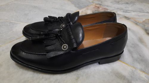Customer photo review of Fringe Ribbon Loafer - Black with Tassel (Hand Painted Patina)