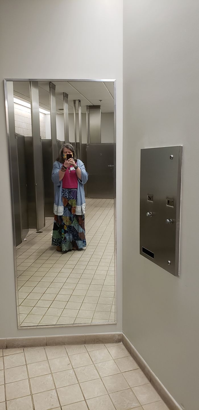Customer photo review of Rough Cut Over Dye Patchwork Skirt
