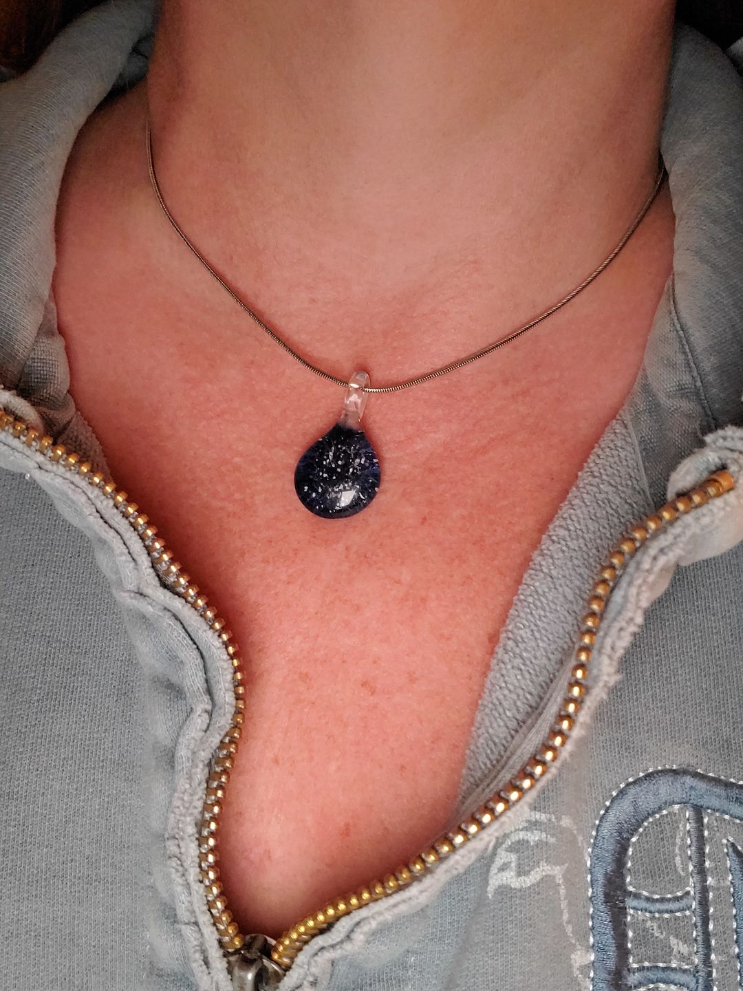 Customer photo review of Blue Moon Cremation Pendant