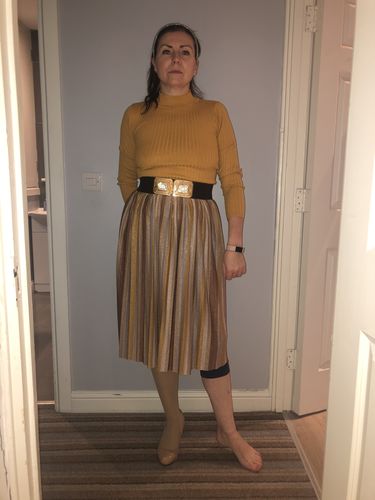 Customer photo review of Jenny Beige Lurex Midi Skirt