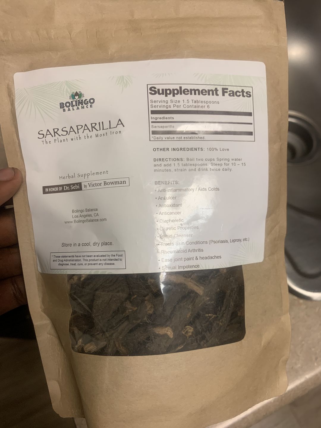 Customer photo review of Raw Sarsaparilla