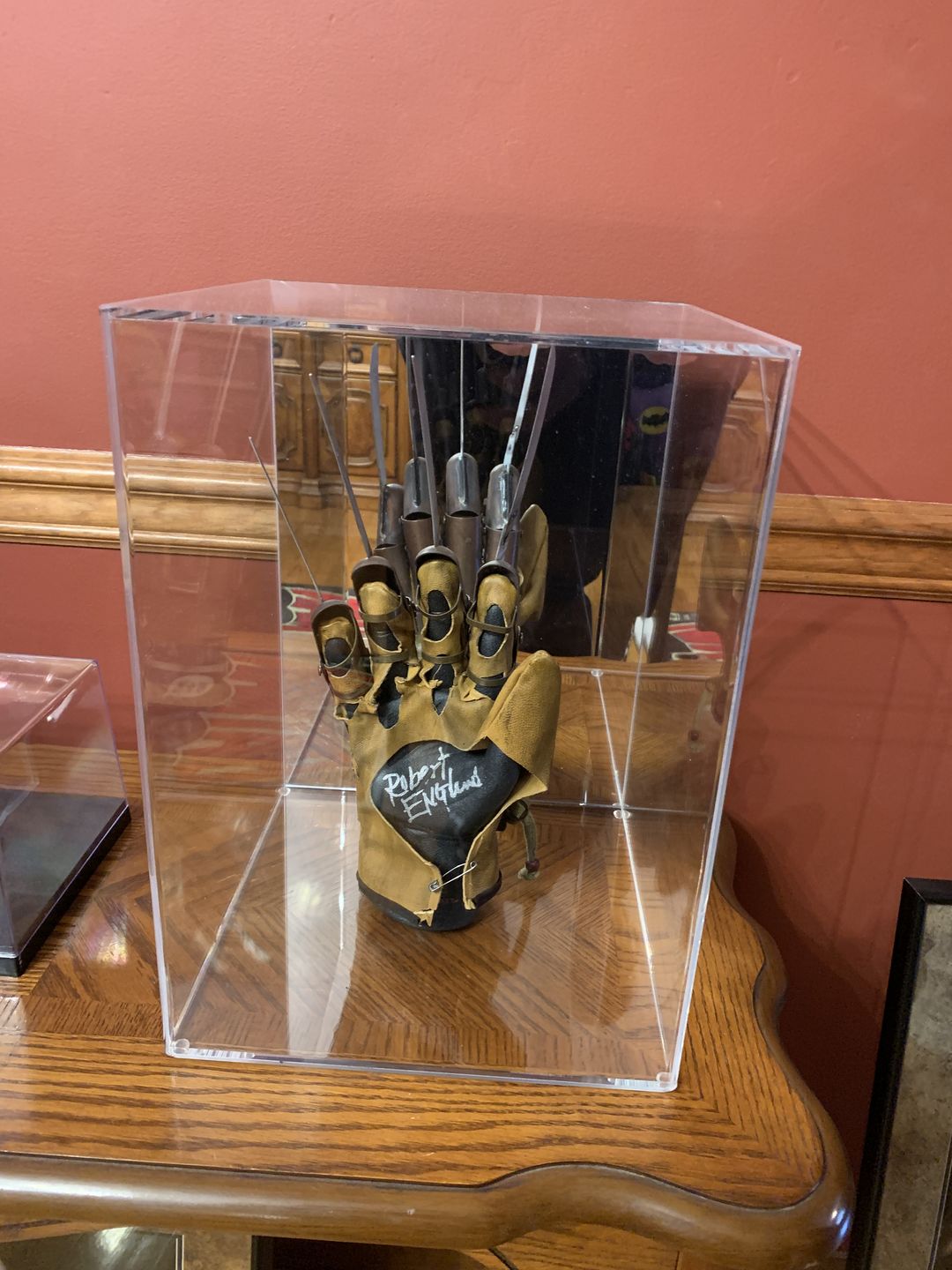 Customer photo review of Versatile Acrylic Display Case with Slide Back and Size Options (Table Top or Wall Mount)