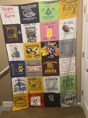 T-shirt quilt featuring panthers by Mary from MS