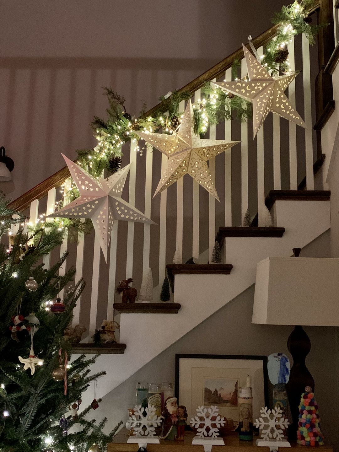 Customer photo review of 24" White Star Moon Cut-Out Paper Star Lantern, Hanging Wedding & Party Decoration