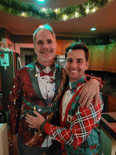 Customer photo review of Men's Christmas Print Regular Fit Long Sleeve Shirt