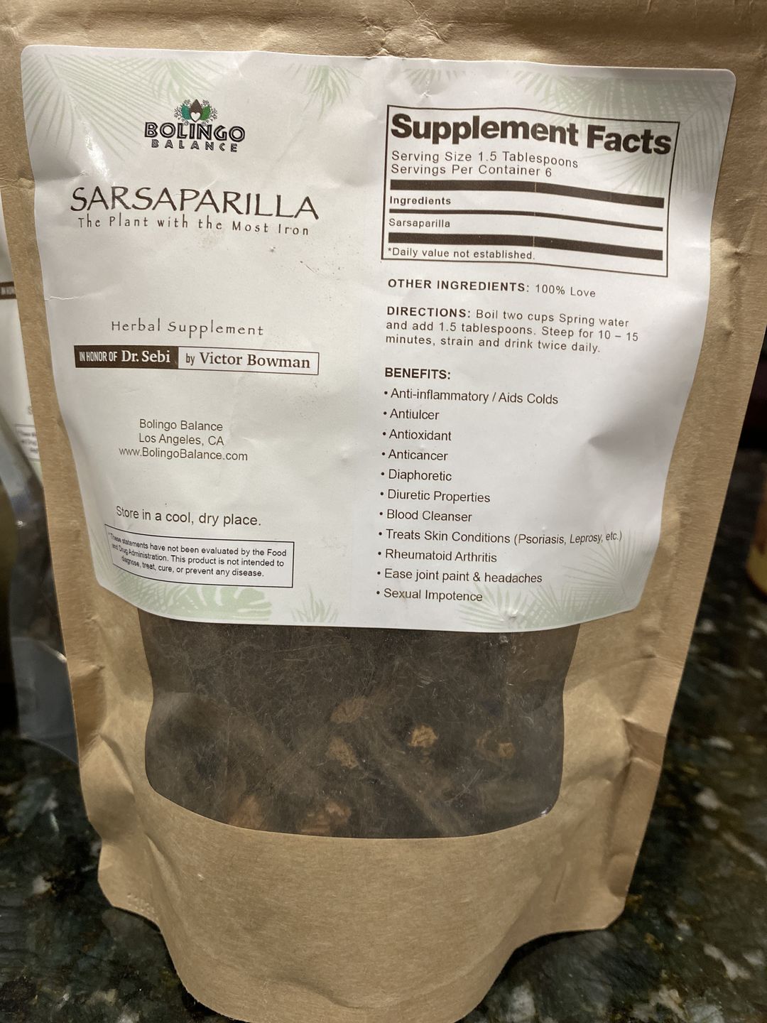Customer photo review of Raw Sarsaparilla