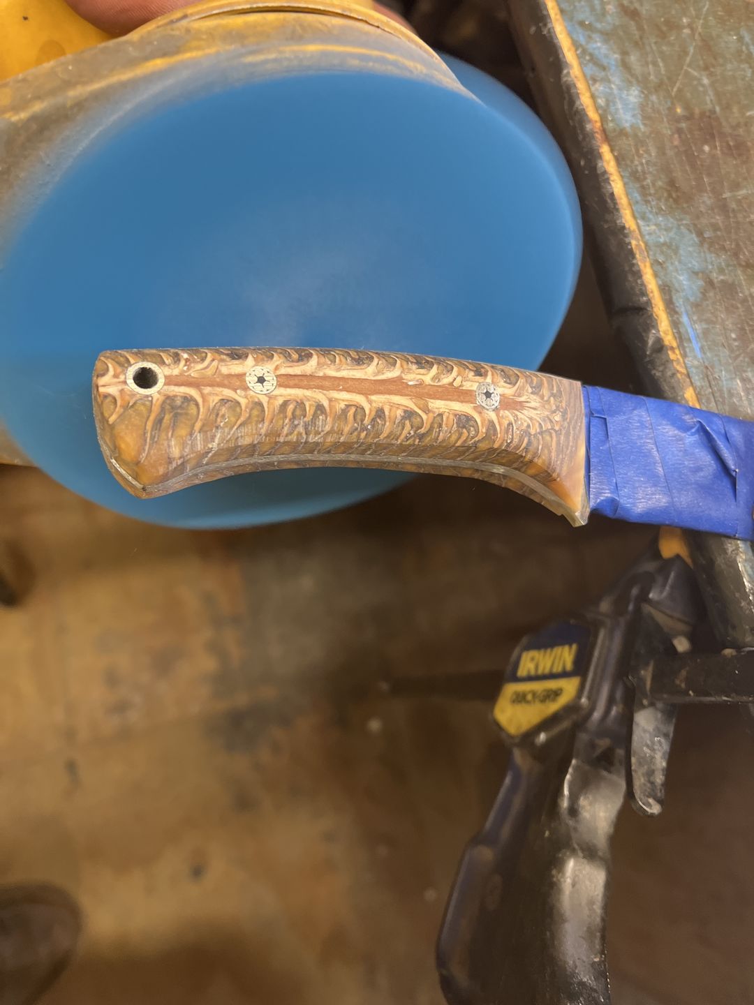 Customer photo review of 5 Inch Hook and Loop Blue Wet / Dry Sharpening Film Sanding Discs, 50 Pack