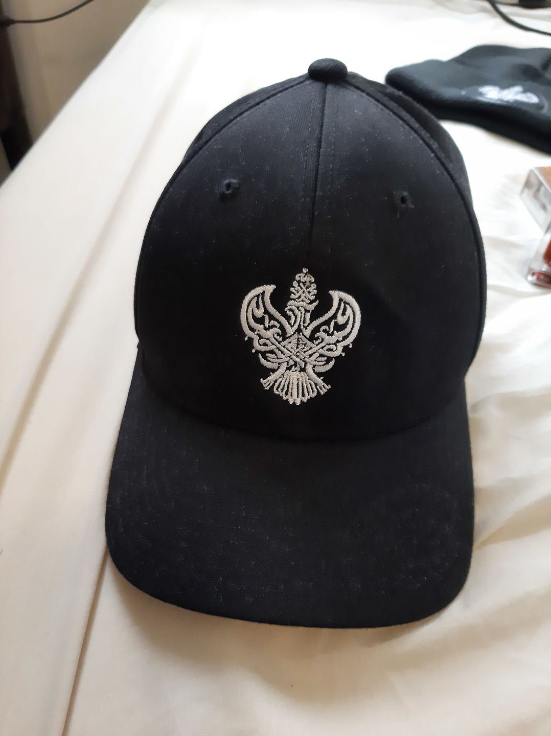 Customer photo review of SMC Baseball Cap (Black / White) with Blessed Phoenix Calligraphy
