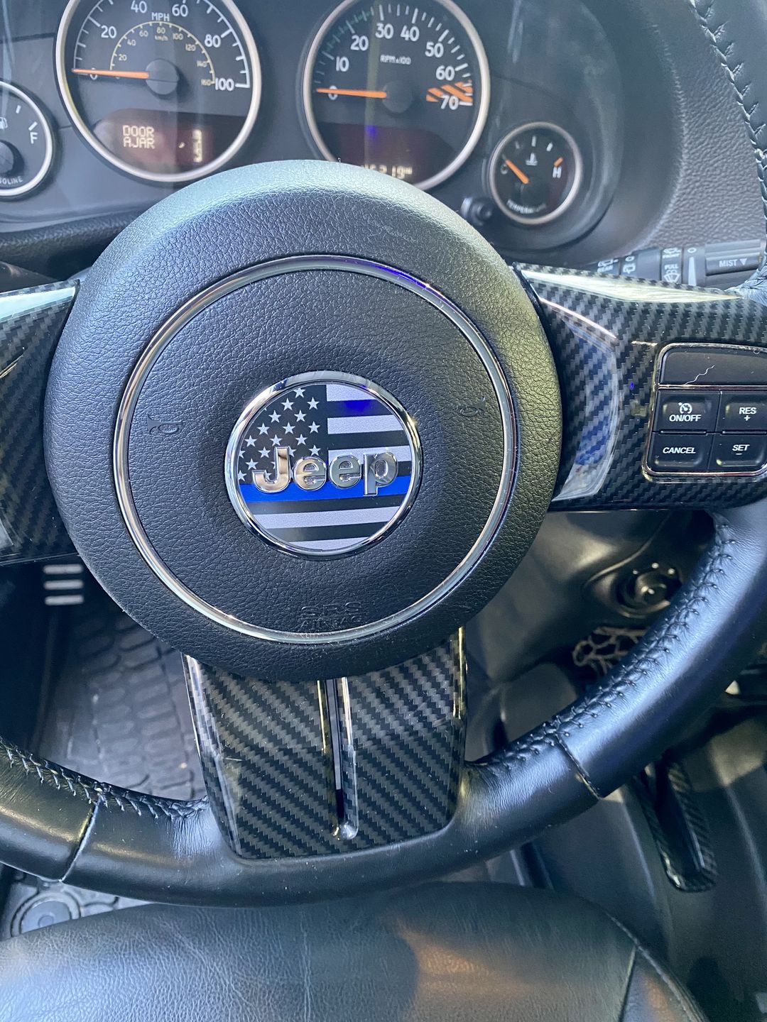 Customer photo review of First Responder Flag Steering Wheel Decal for Jeep