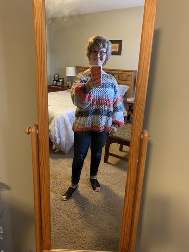 Customer photo review of My Cozy Fuzzy Stripe Sweater