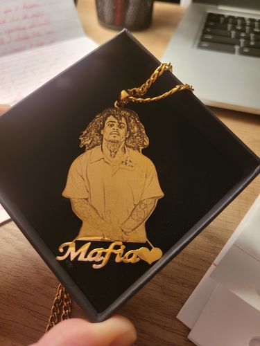 Customer photo review of 18K Gold & Silver Photo Necklace