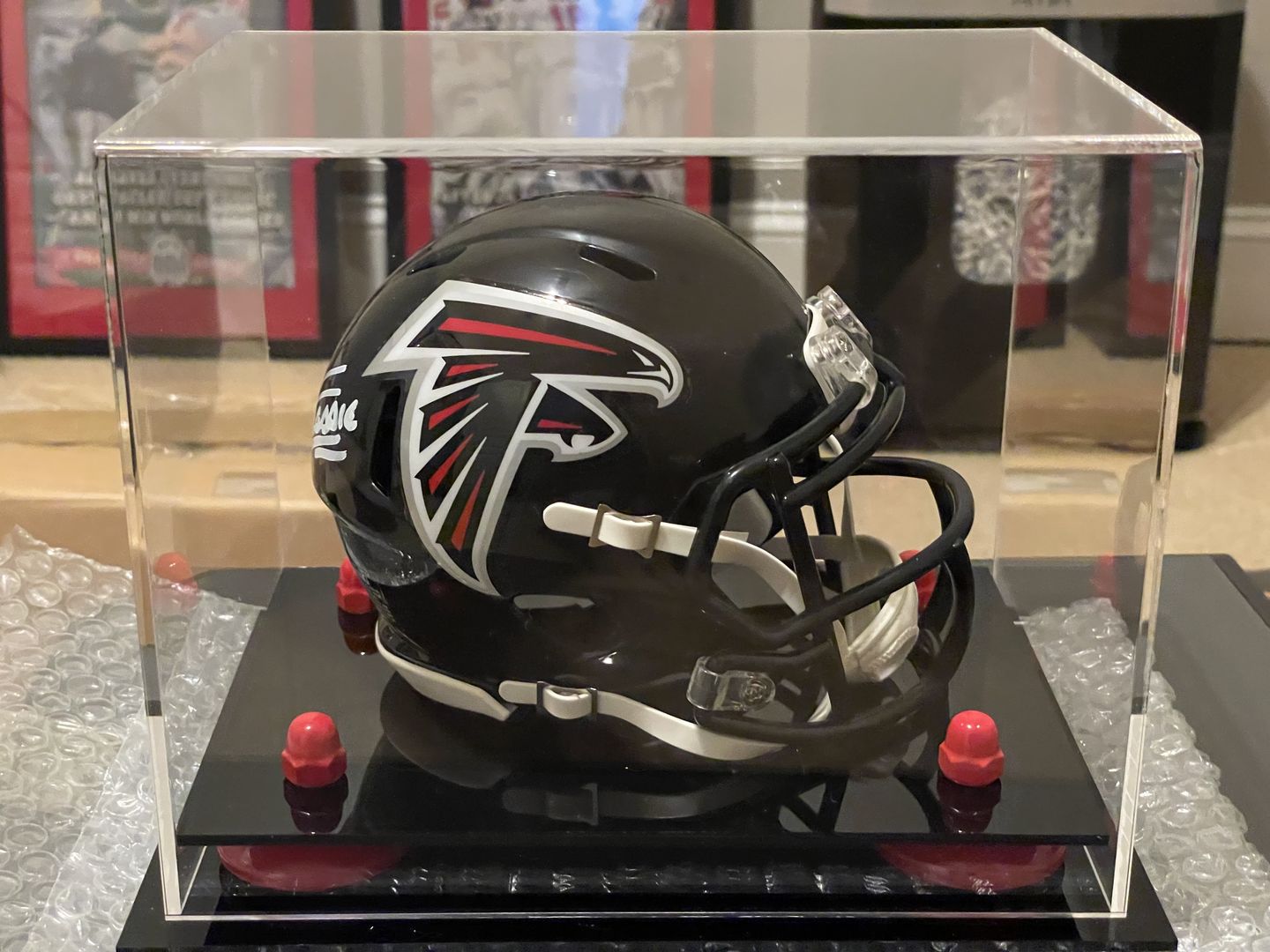 Customer photo review of Acrylic Mini - Miniature Football Helmet (not Full Size)  Display Case - Clear (V45/A003)