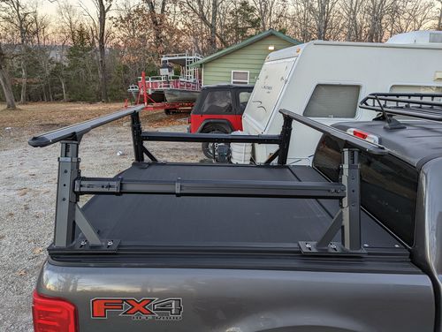 Customer photo review of Universal fit Truck Bed Height Adjustable Utility Ladder Rack