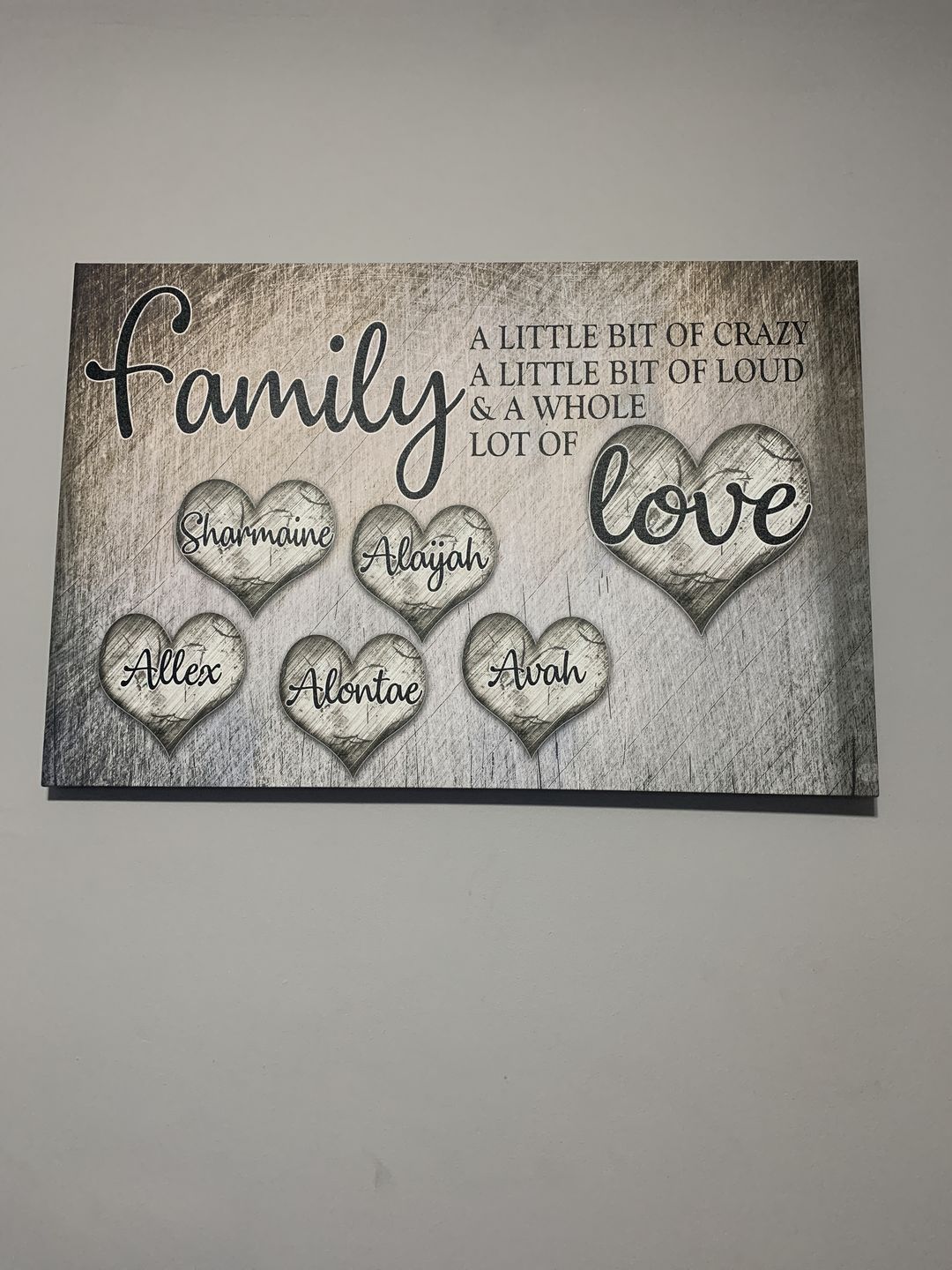 Customer photo review of Personalized "Family... Love" Premium Canvas