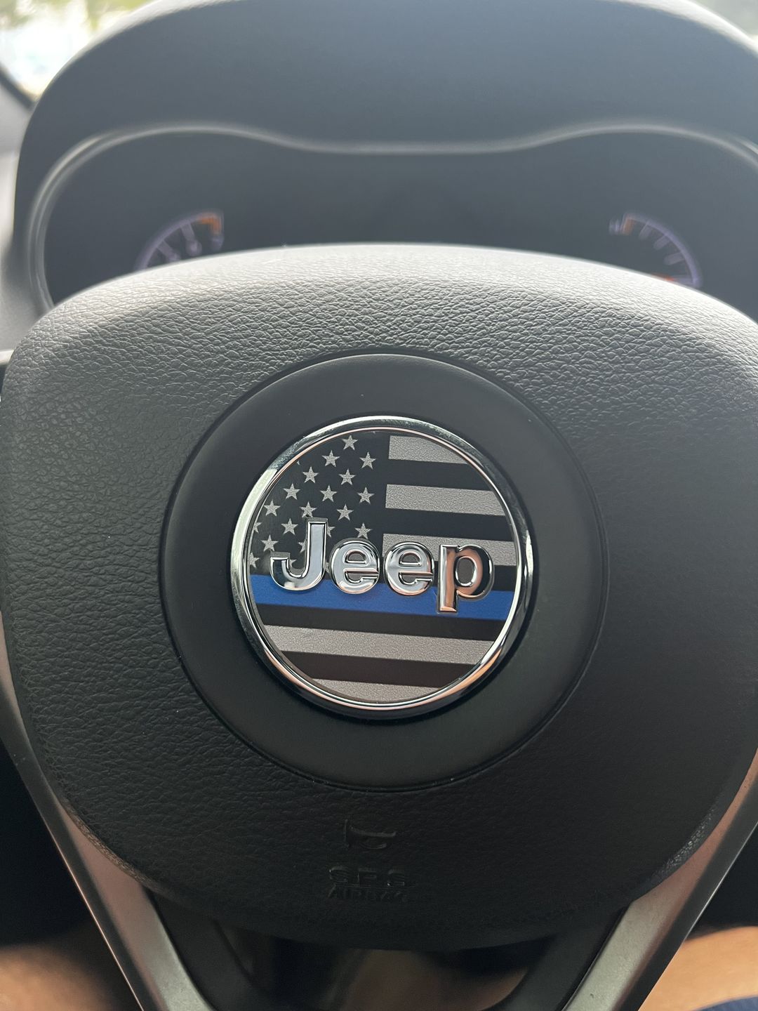 Customer photo review of First Responder Flag Steering Wheel Decal for Jeep