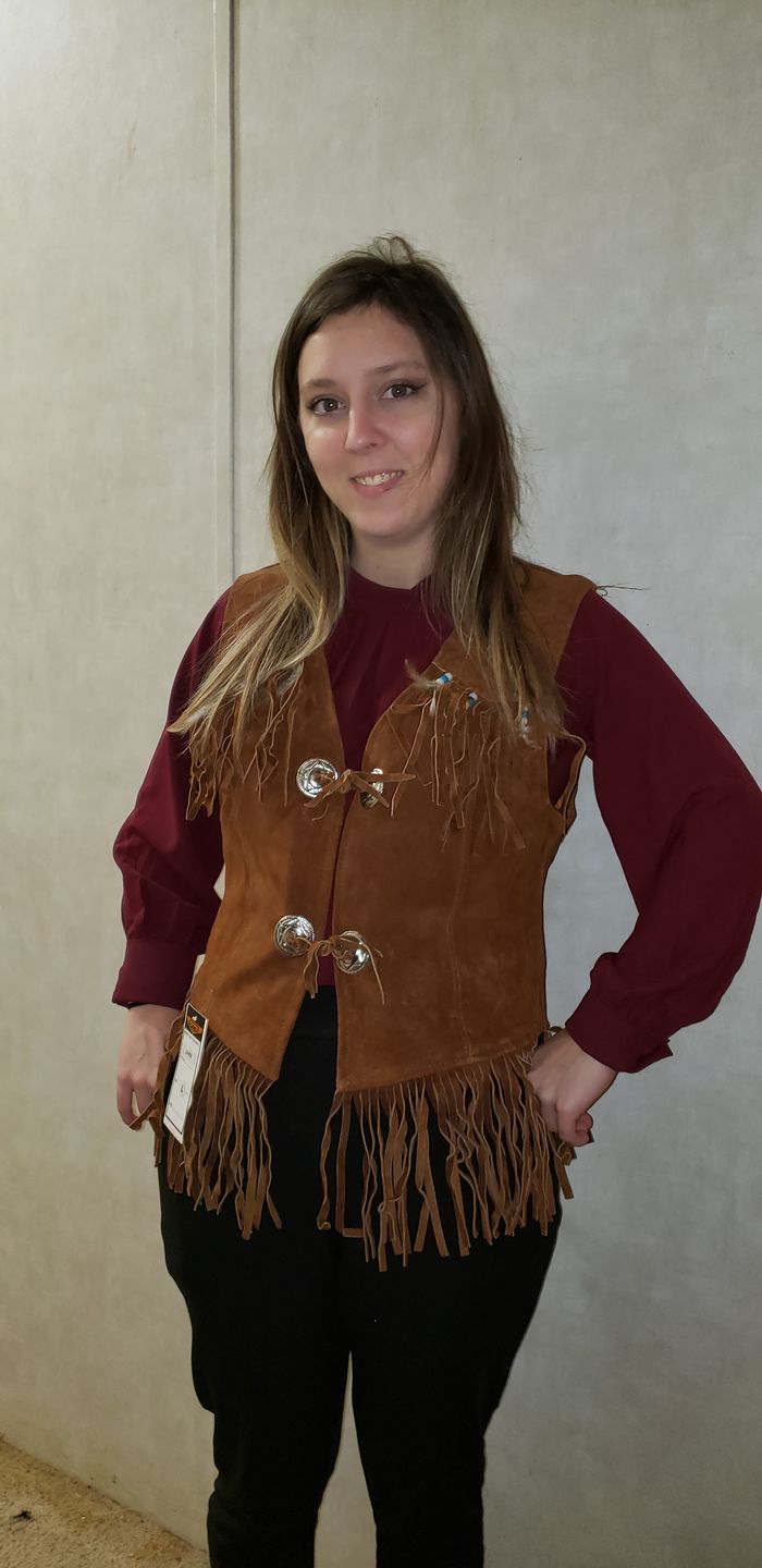 Customer photo review of Hippie Leather Fringe Vest