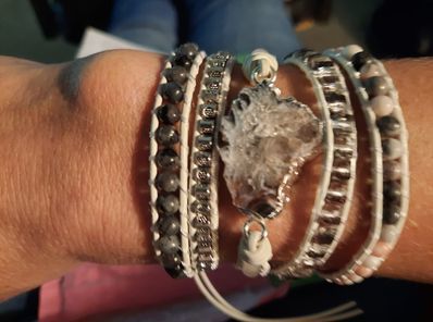 Customer photo review of Magical White Labradorite & Druzy Bracelet