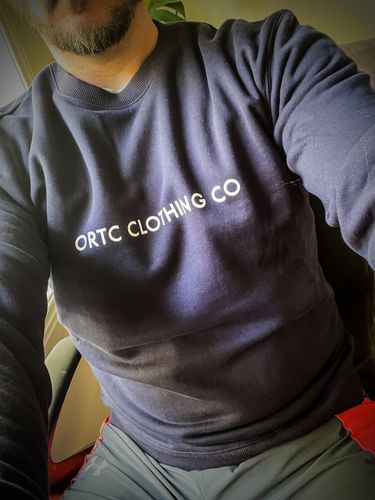 Customer photo review of Fleece Logo Crew Navy