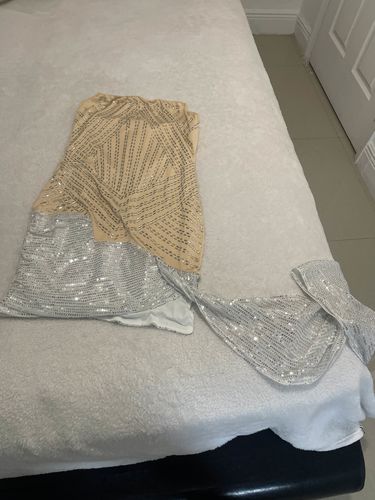 Customer photo review of Solid Color Stylish Rhinestones Bandeau Mini Dress