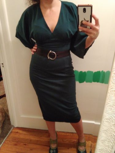 Customer photo review of Vamp Pencil Skirt in Dark Green