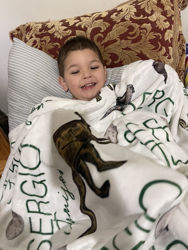 Customer photo review of Dinosaurs Name Pattern Custom Name Printed Fleece Baby Kids Blanket