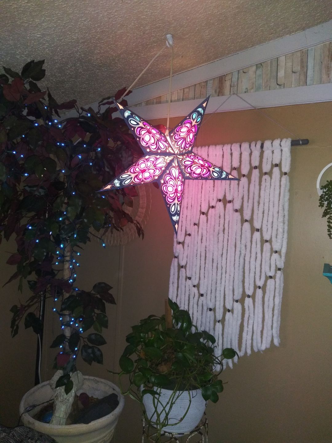 Customer photo review of 24" Blue Merry Gold Glitter Paper Star Lantern, Hanging Wedding & Party Decoration