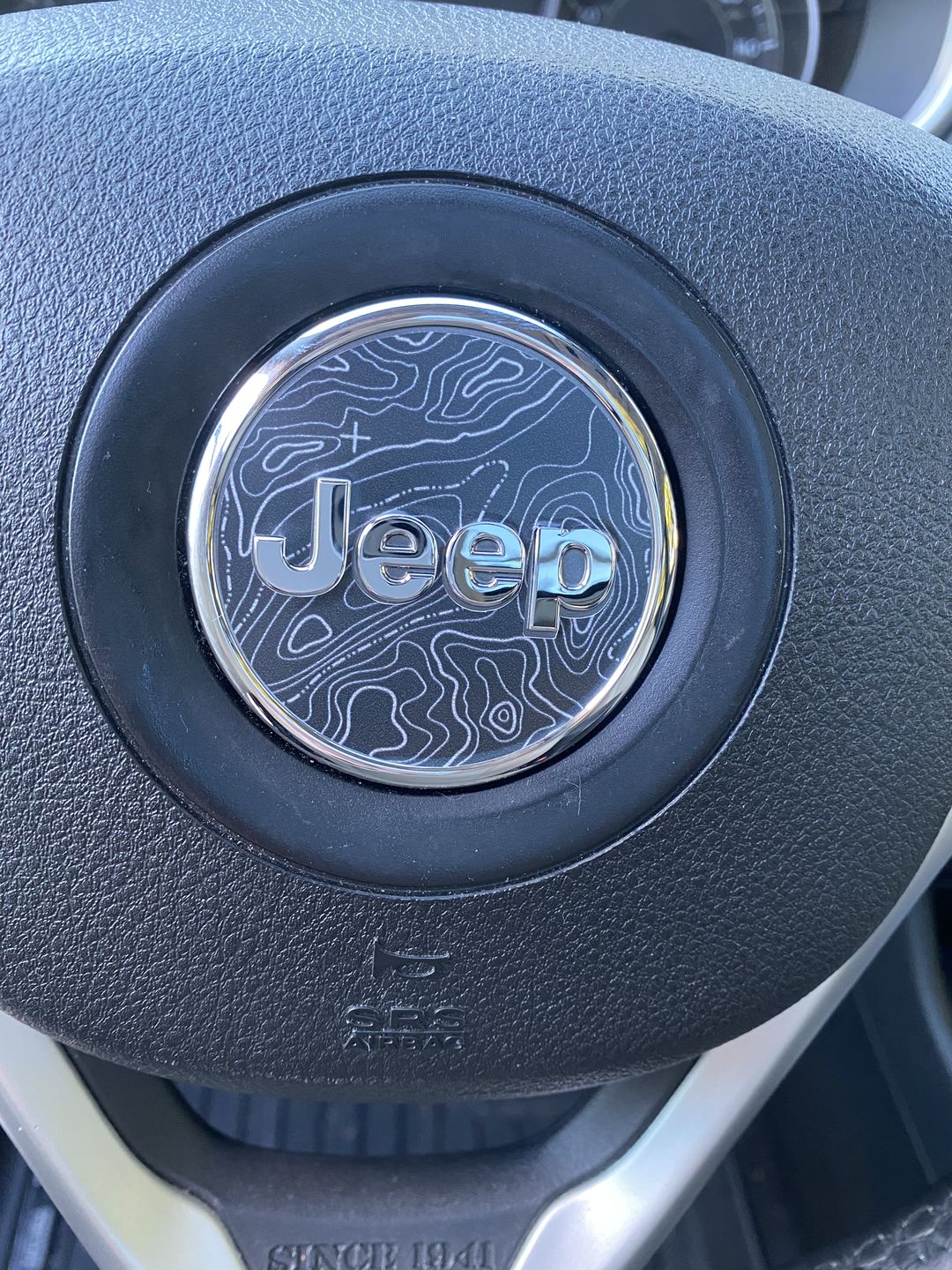 Customer photo review of Topographical Map Print Steering Wheel Decal for Jeep
