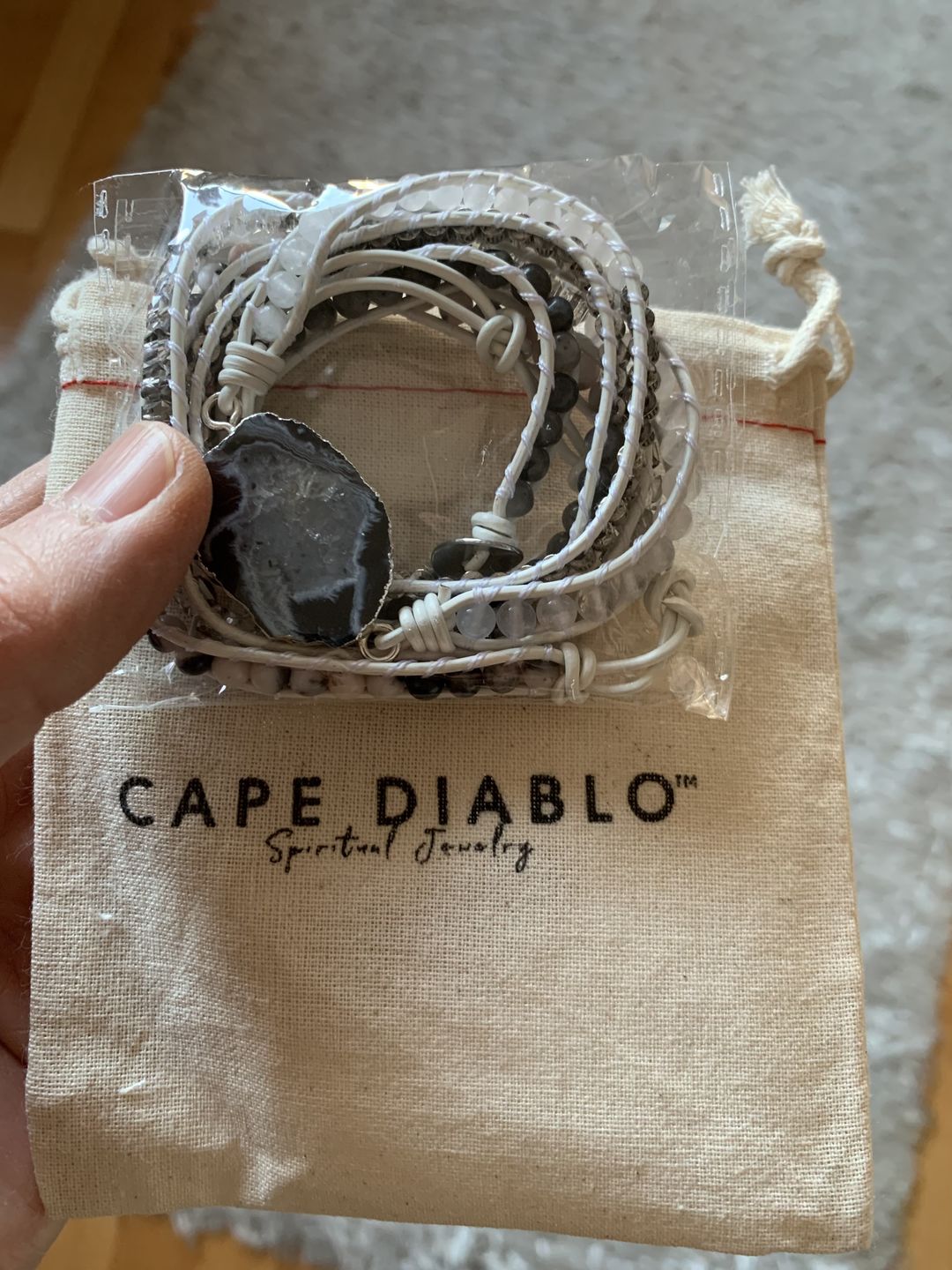 Customer photo review of White Labradorite Wrap Bracelet