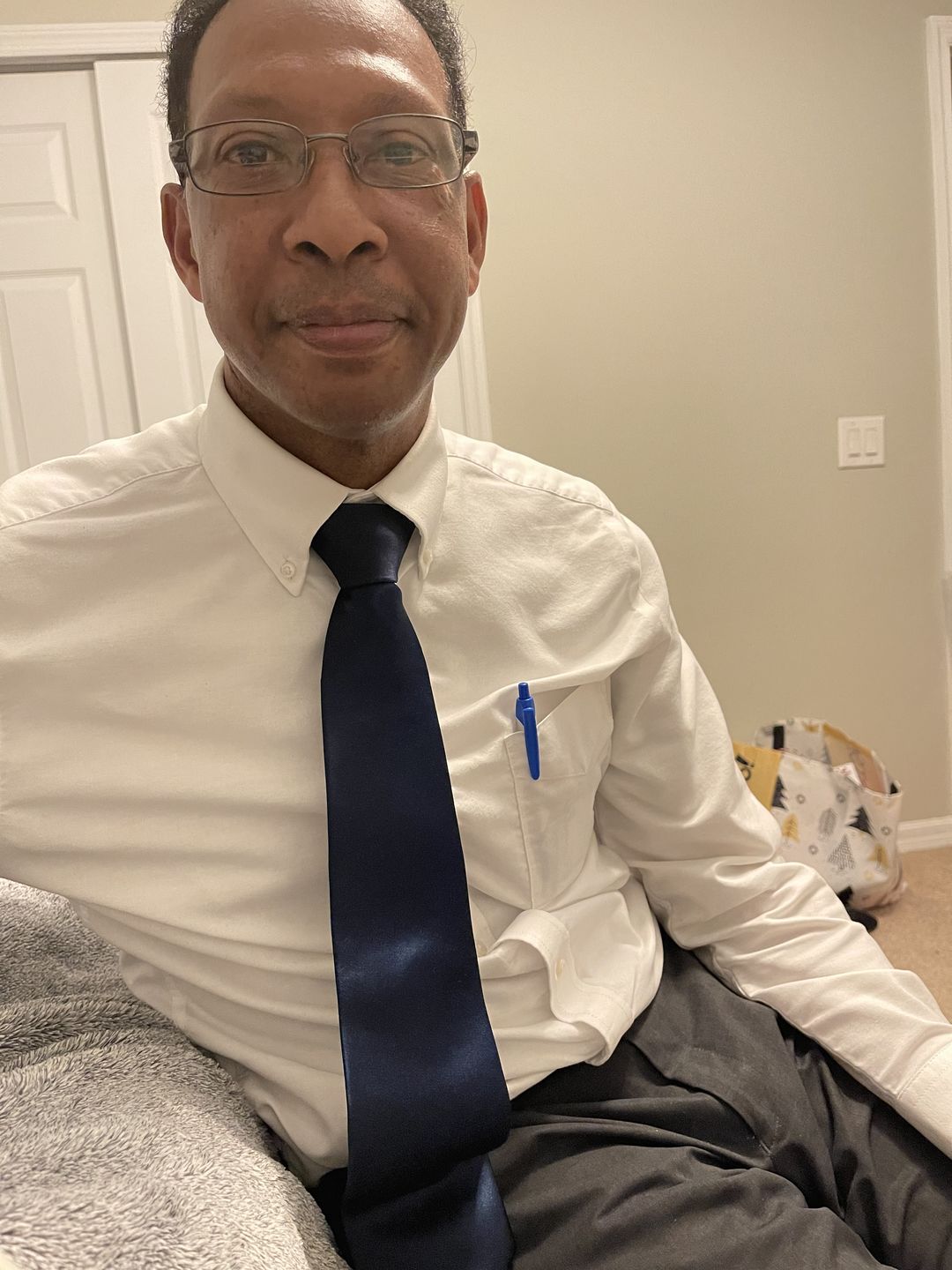 Customer photo review of Solid Silk Tie - Navy