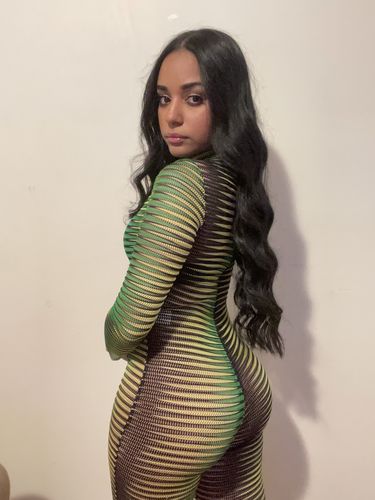 Customer photo review of Crewneck mesh see-through multicolor jumpsuit