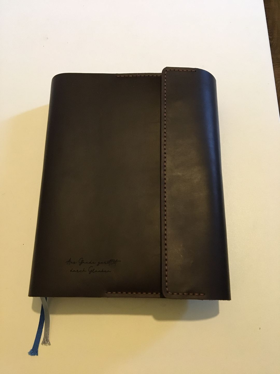 Customer photo review of Bibelhülle "Hirte+" · echtes Leder · individuelle Größen · handmade Bibelhülle nach Maß