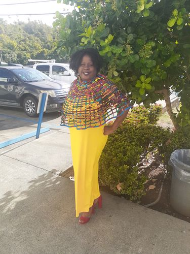Customer photo review of Large Ankara Web Poncho