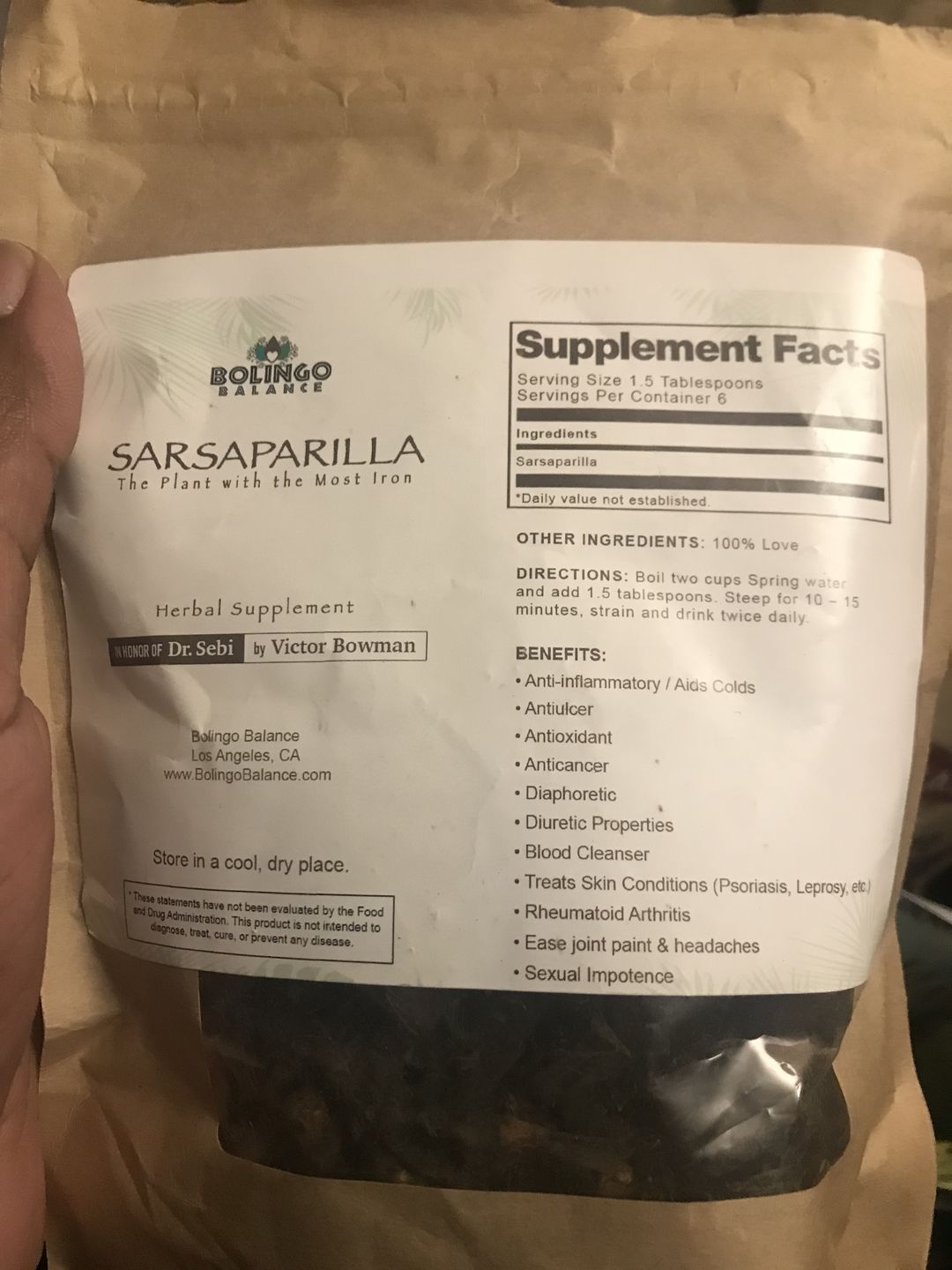 Customer photo review of Raw Sarsaparilla