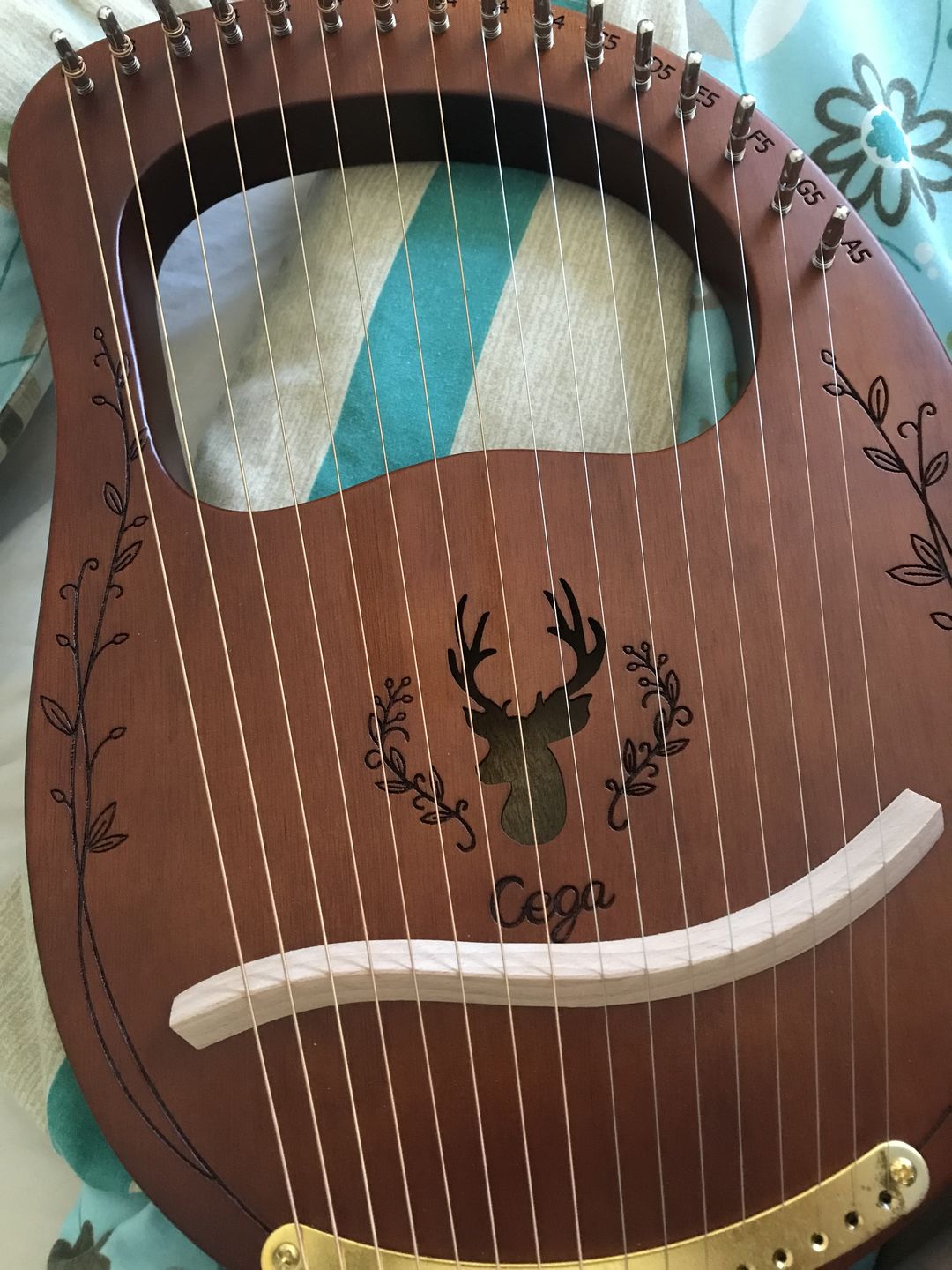 Customer photo review of Lyre Harp 16 String CEGA Reindeer Mahogany with Bag - Multiple Colors