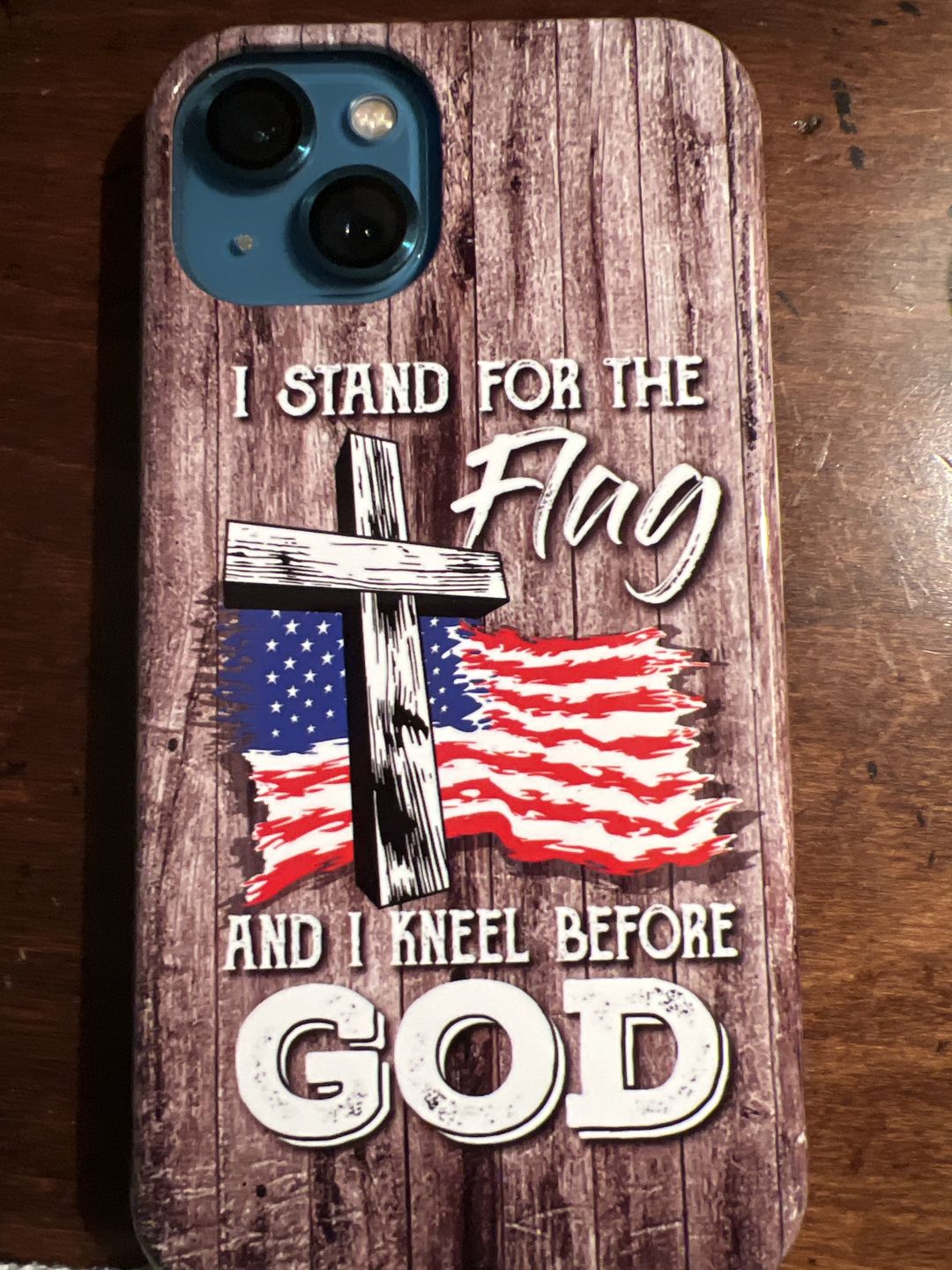 Customer photo review of I stand for the flag and I kneel before God phone case