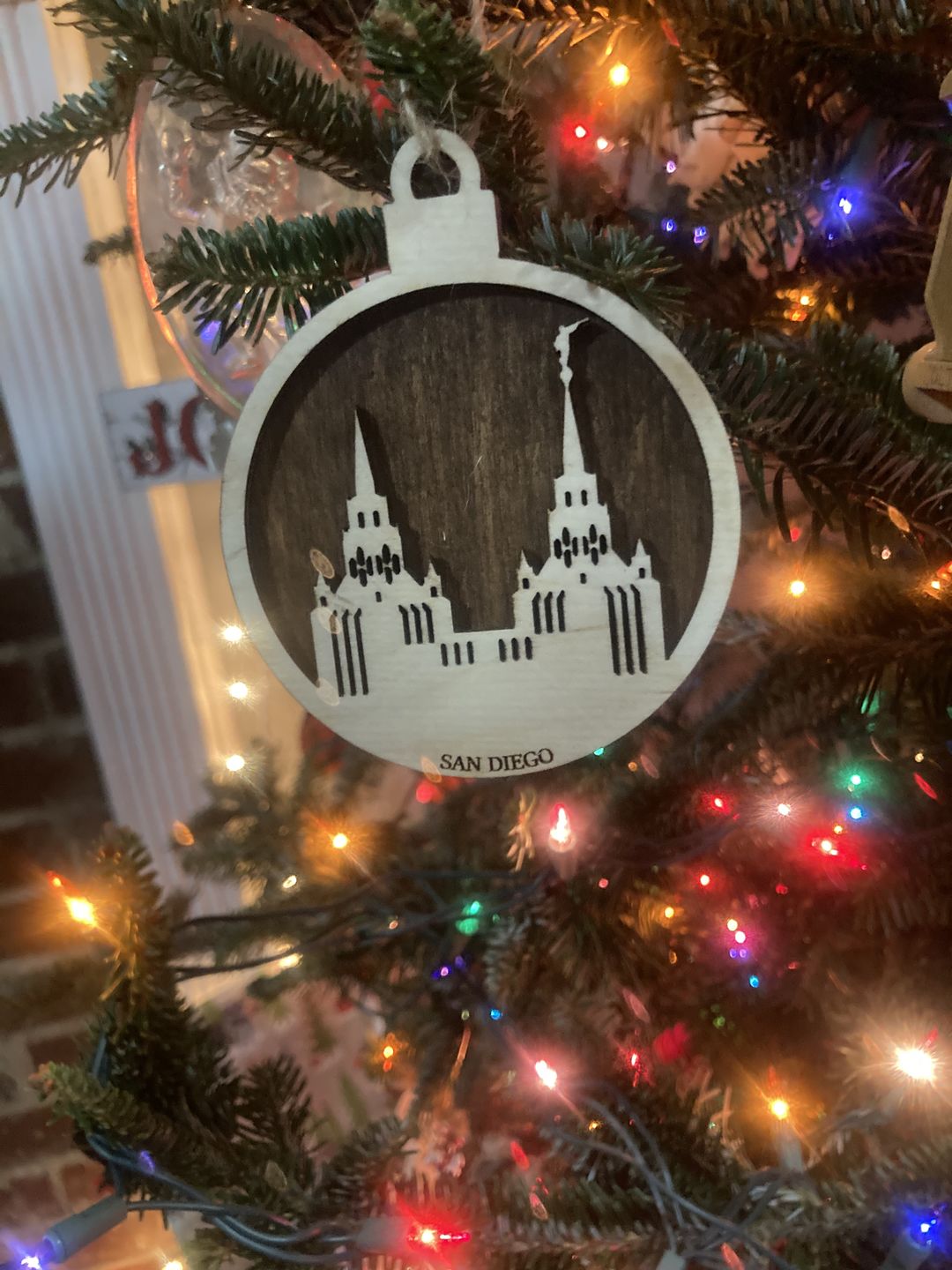 Customer photo review of Wooden Temple Christmas Ornament