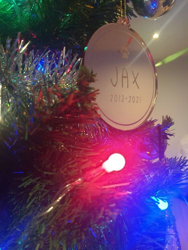Customer photo review of Etched Pets Christmas Bauble