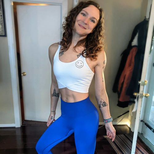 Customer photo review of Salty Savage V Cut Sports Bra | White