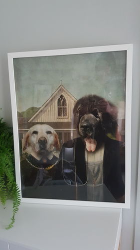 Customer photo review of American Gothic (2 Pets) - Custom Pet Portrait
