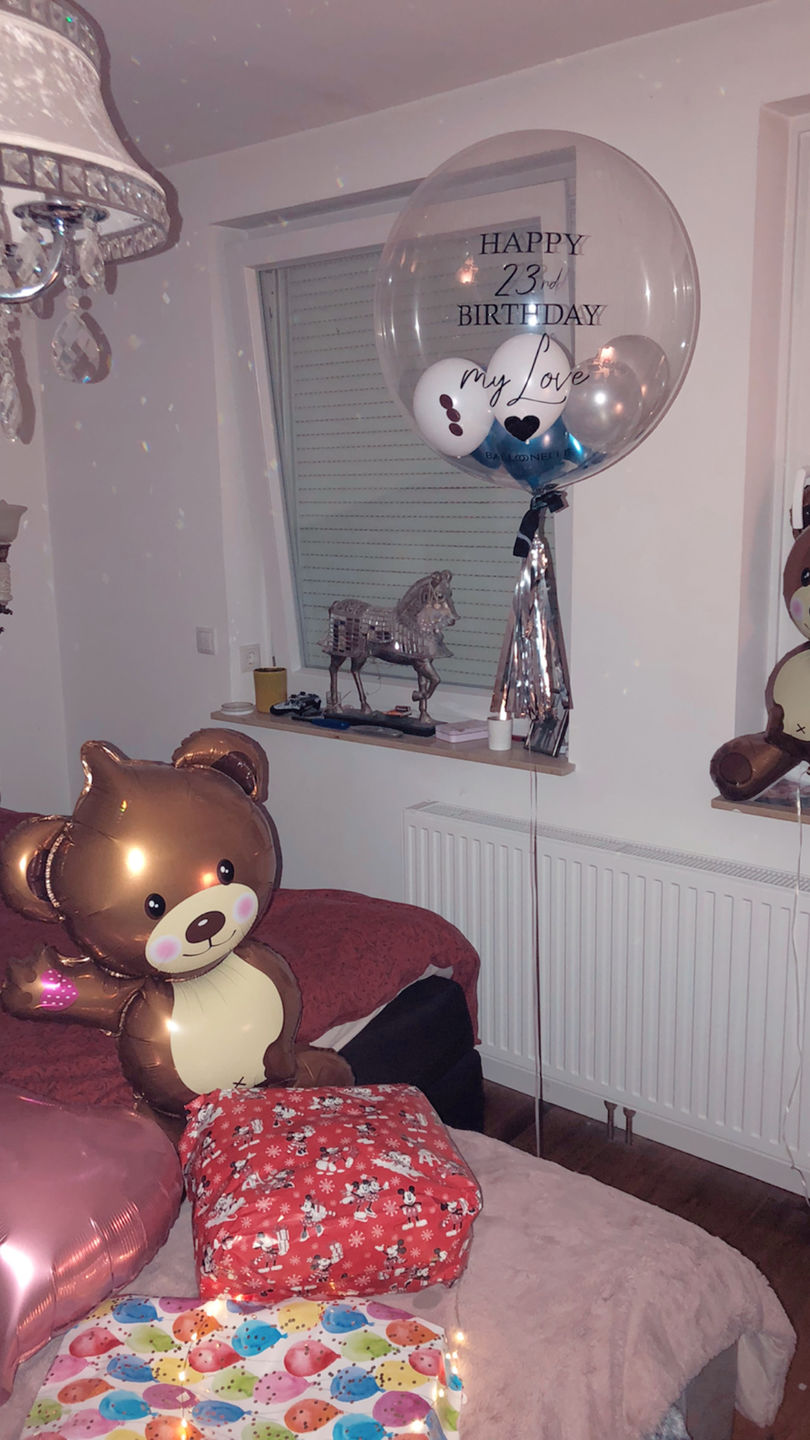Customer photo review of Blue Silver Love Designer Ballon