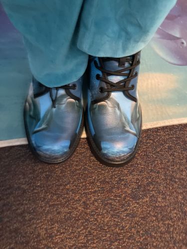 Customer photo review of Cute Dolphins In The Ocean Print Leather Boots