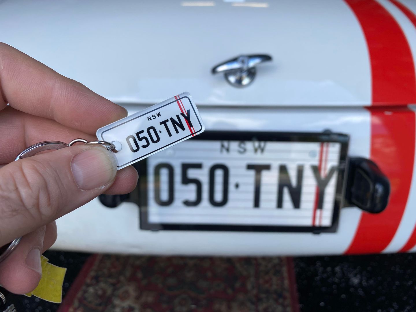 Customer photo review of NSW Traditional Licence Plate Custom Keychain