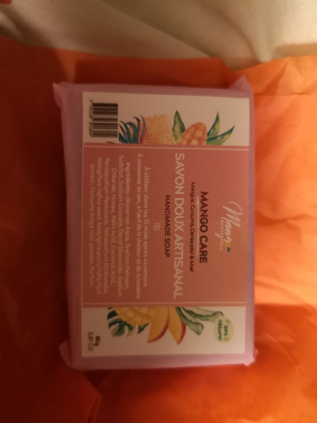 Customer photo review of Savon doux artisanal Cerise & Curcuma
