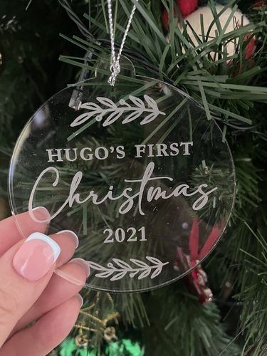 Customer photo review of First Christmas Laurel Christmas Bauble