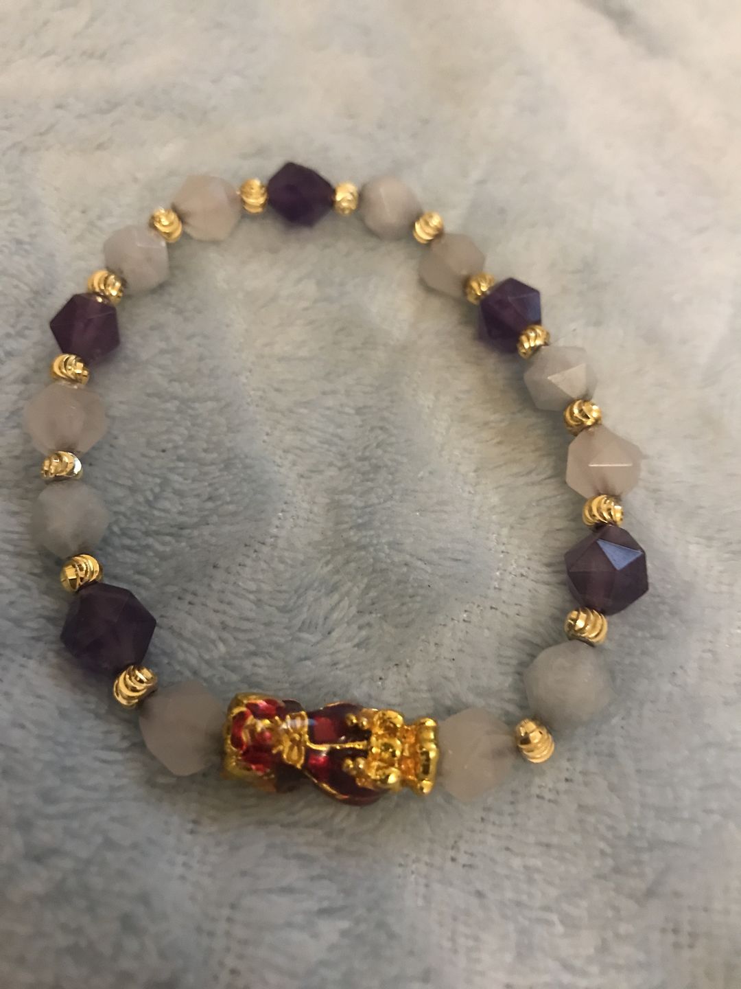 Customer photo review of Wealth Pixiu Charm in Natural Amethyst Bracelet
