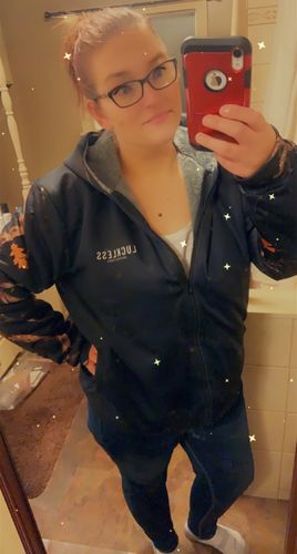 Customer photo review of Midnight Camo Heavy Zip Fleece Hoodie